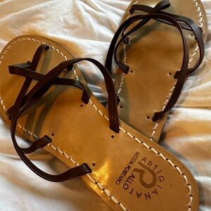 Vero Cuoio Brown Leather Sandals made by hand in Italy Positano Sz.39